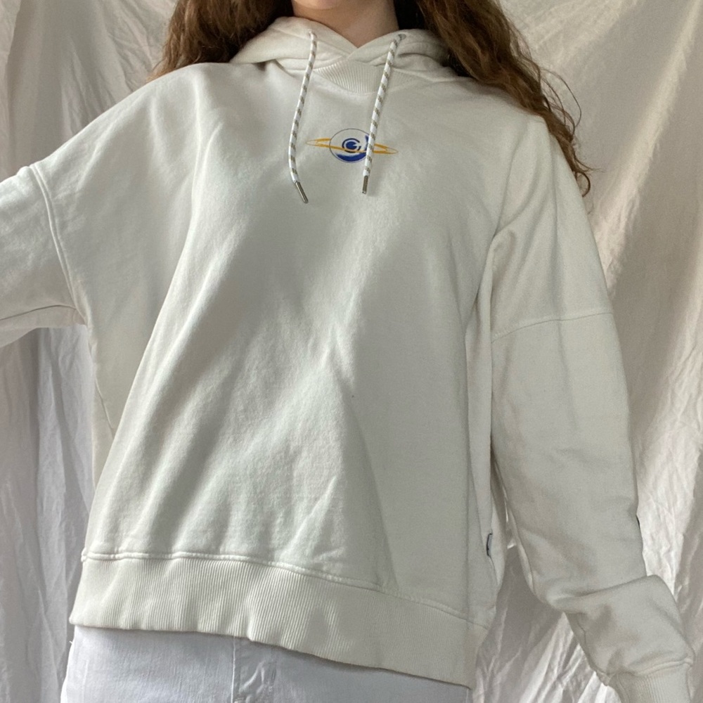 Boxy Urban Outfitters Space White Blue Sweatshirt Crewneck Hoodie Size XL Cute